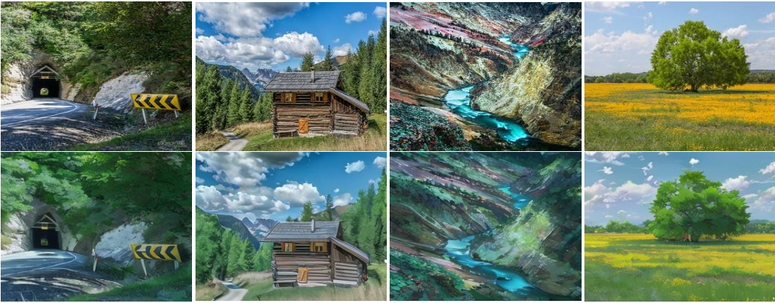 CycleVAR stylized landscape translation results